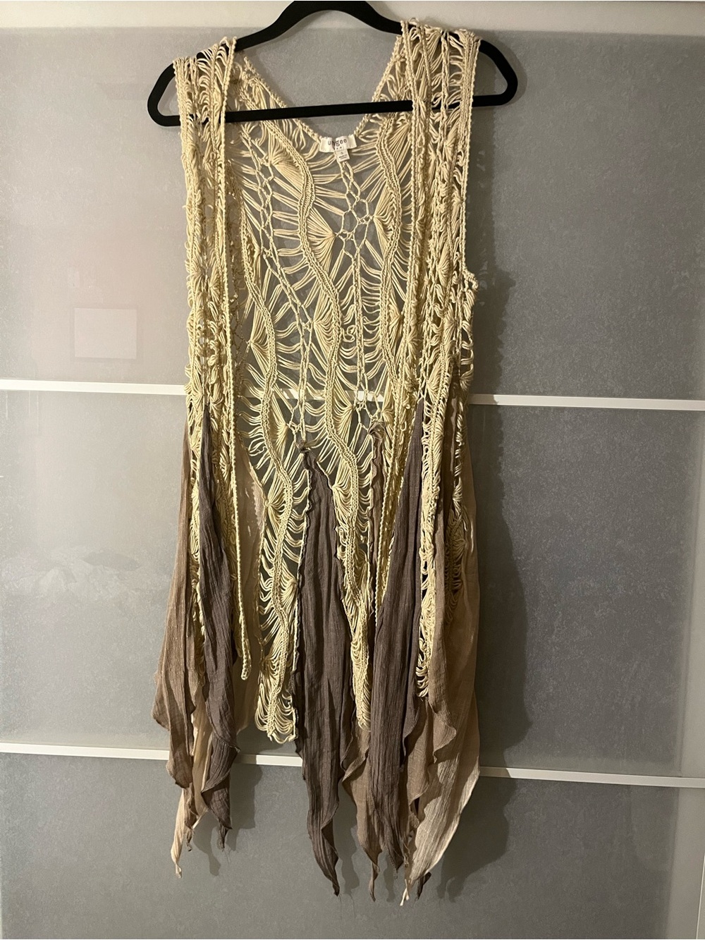 Umgee Crochet Fringe Vest in Cream